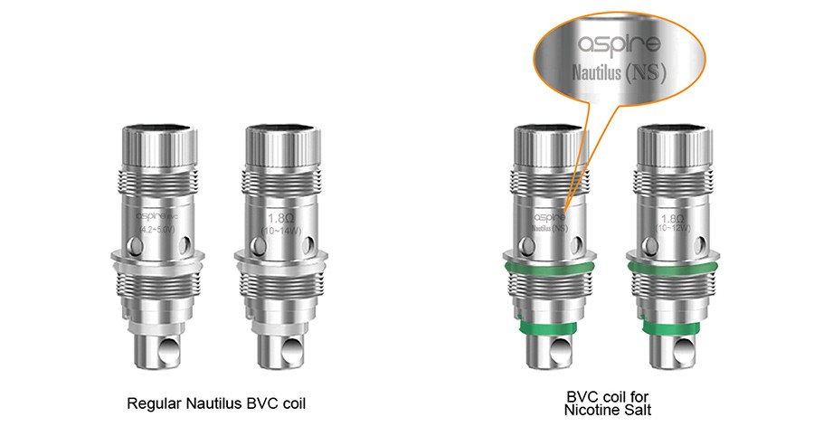 The Nautilus utilises two types of BVC coils, depending on your choice of e-liquid.