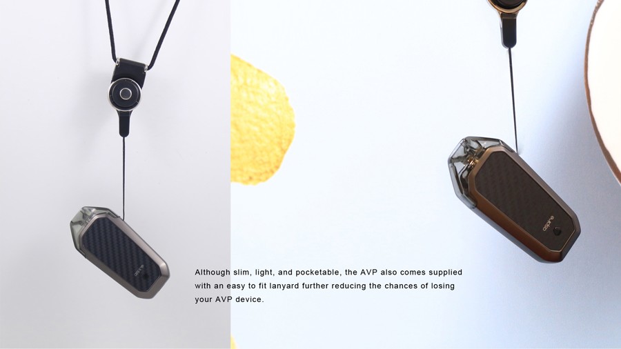 Each Aspire AVP pod starter kit comes with a dedicated lanyard to keep it safe