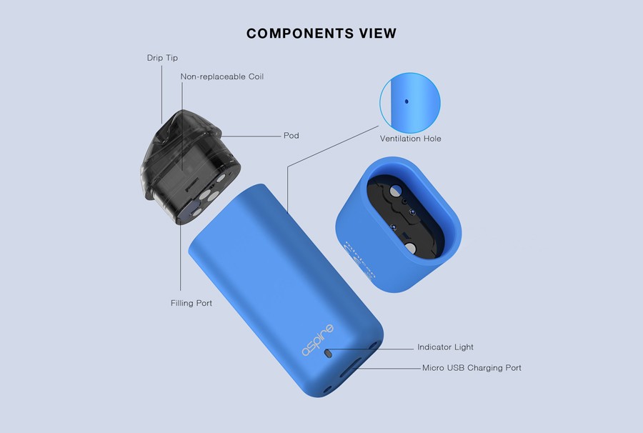The Aspire Minican is a lightweight pod device intended for users of all experiences, powered by a 350mAh battery.