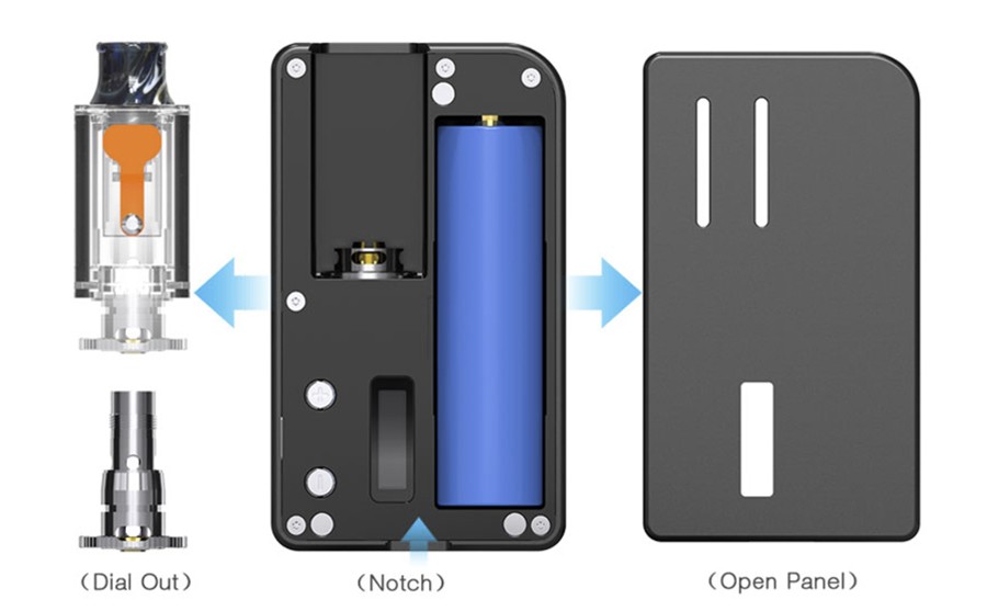 Each Aspire Mulus vape kit can be powered by a 18650 vape battery