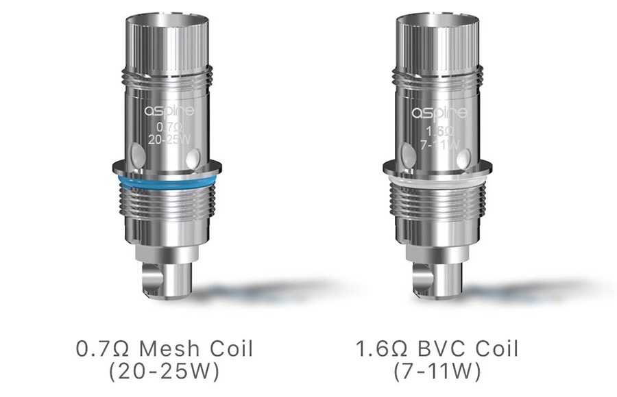 The Nautilus GT Mini tank is compatible with all of the Nautilus BVC coil range, including the 0.7 Ohm mesh and 1.6 Ohm MTL variants included.