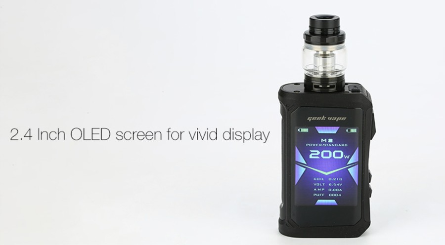 The Aegis X features a 2.4 Inch OLED screen which displays output modes and vaping data.