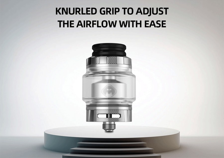 The Destiny 24mm RTA features adjustable airflow to give vapers versatility over inhale.