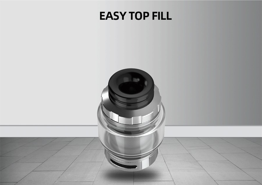 The Hellvape Destiny RTA utilises a threaded top fill system, for a clean and quick refill process.