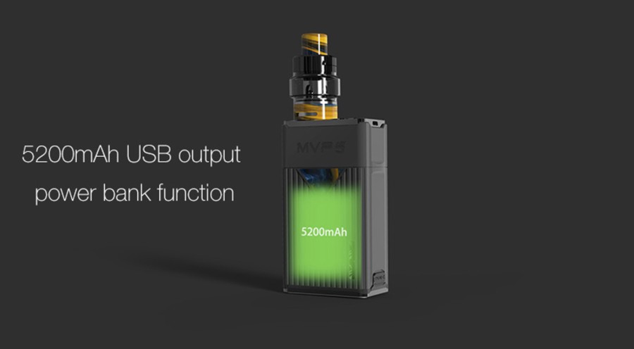 The Innokin MVP5 Ajax kit features a large 5200mAh built-in battery which boasts a power bank function.