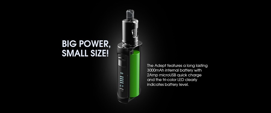 the Adept Zlide vape kit is compact but uses a large battery