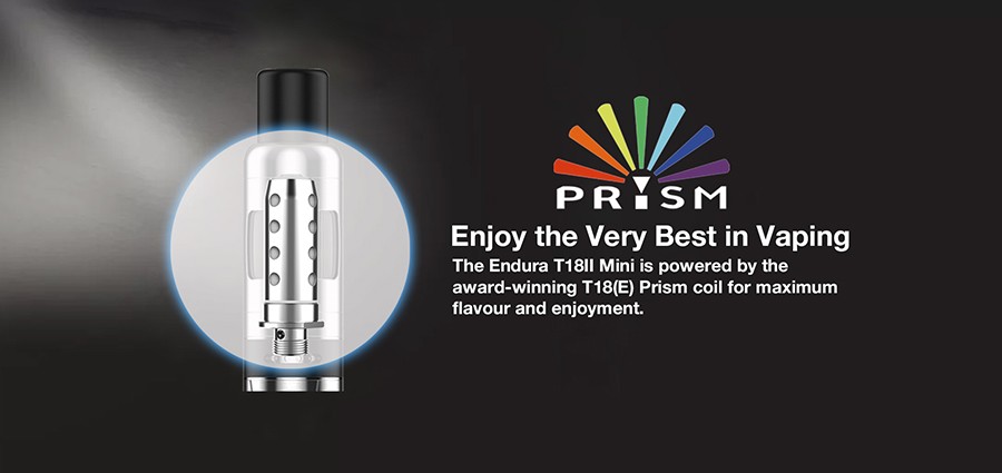 The Endura T18II Mini utilises 1.5 Ohm T18(E) Prism coil for enhanced flavour.