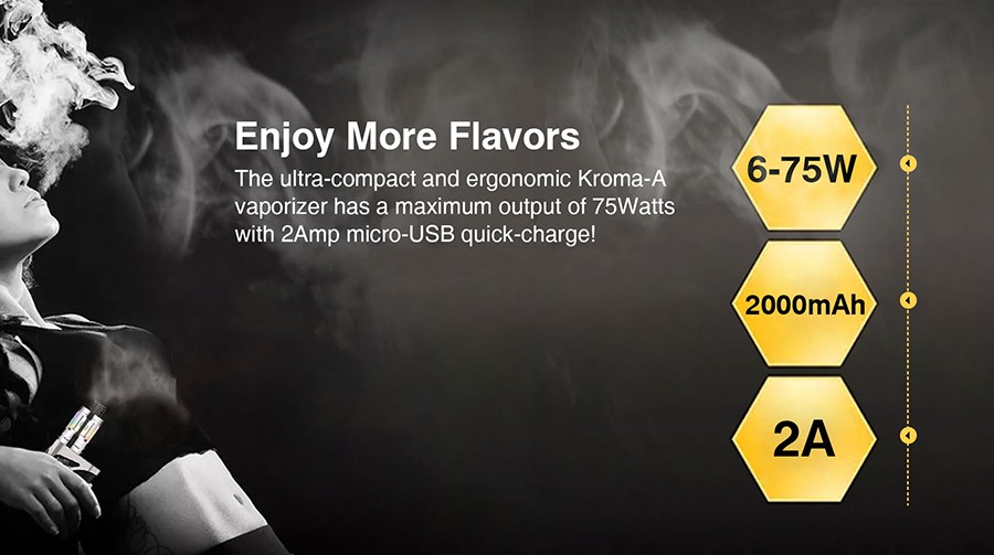 The Innokin Kroma A vape kit features a large capacity battery and a high power output.
