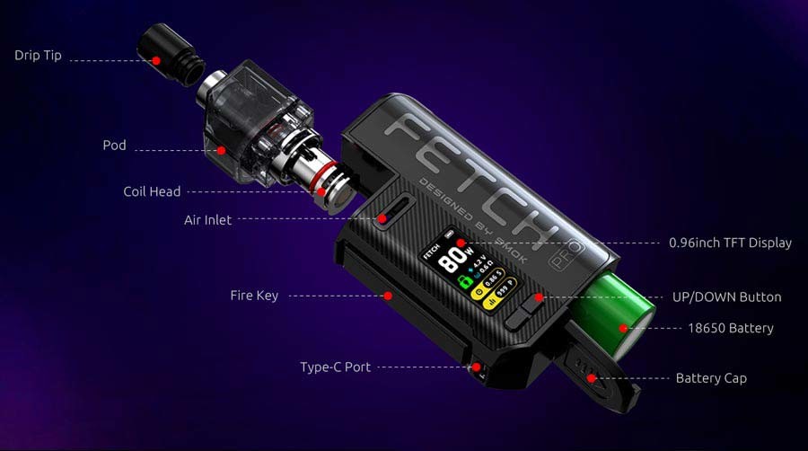 The Smok Fetch Pro vape kit is small and light, ideal for use on the go.
