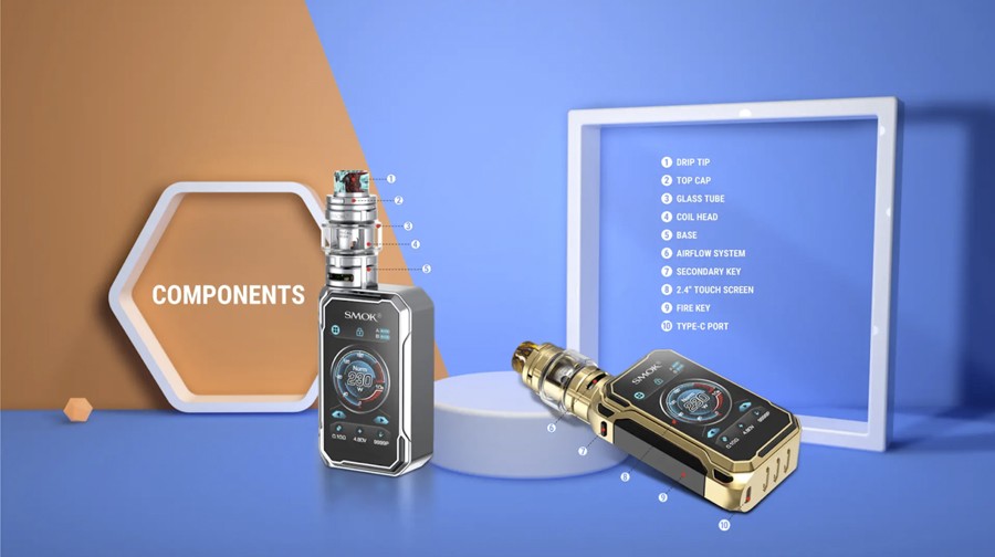 The Smok G-Priv 3 sub ohm vape kit features a stylish yet resilient construction and comes with the 2ml TFV16 Lite vape tank.