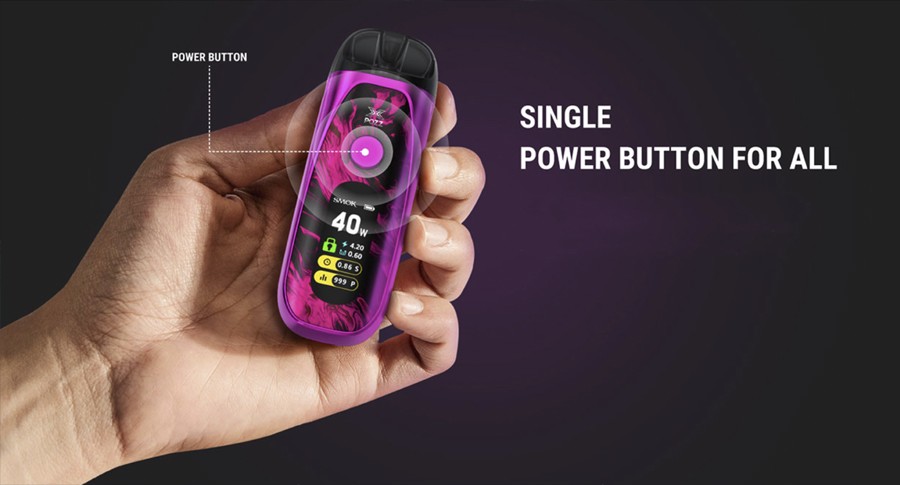 the Smok Pozz X doesn’t have a confusing array of buttons it features single button operation for added convenience.