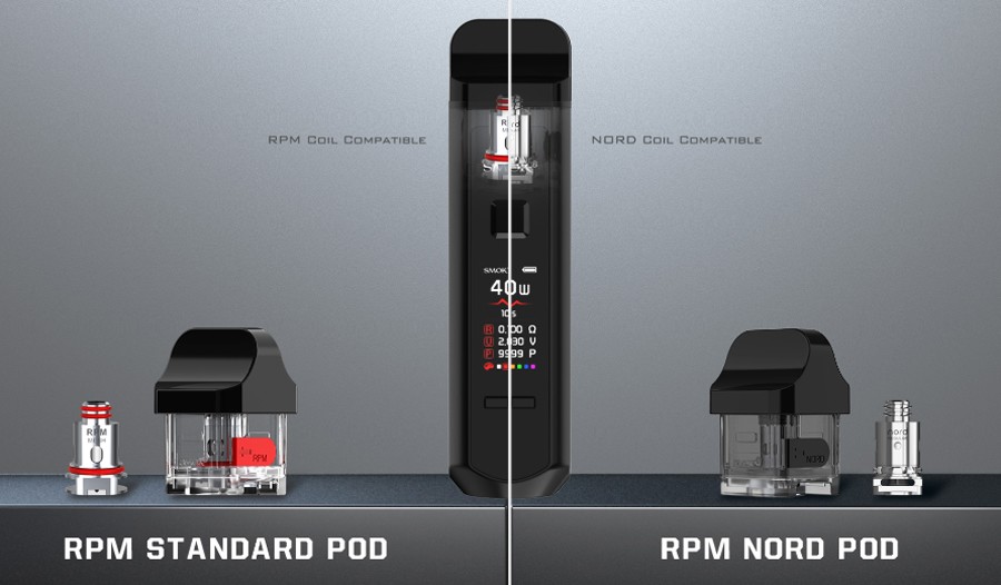 There are two Smok 2ml refillable pods available, that use either Smok Nord coil or RPM Coils.