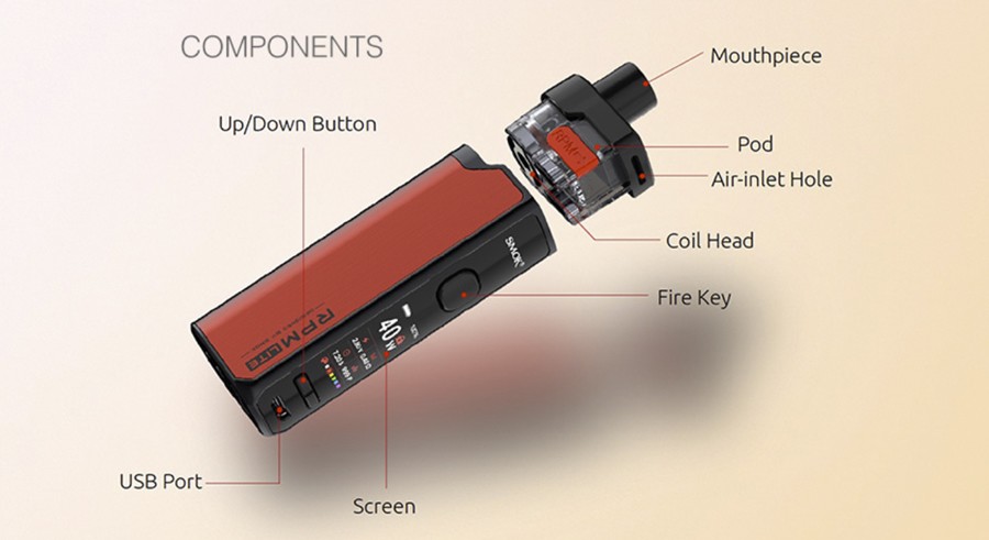 The Smok RPM Lite is the more compact version of the RPM series, for a pocket-friendly experience.