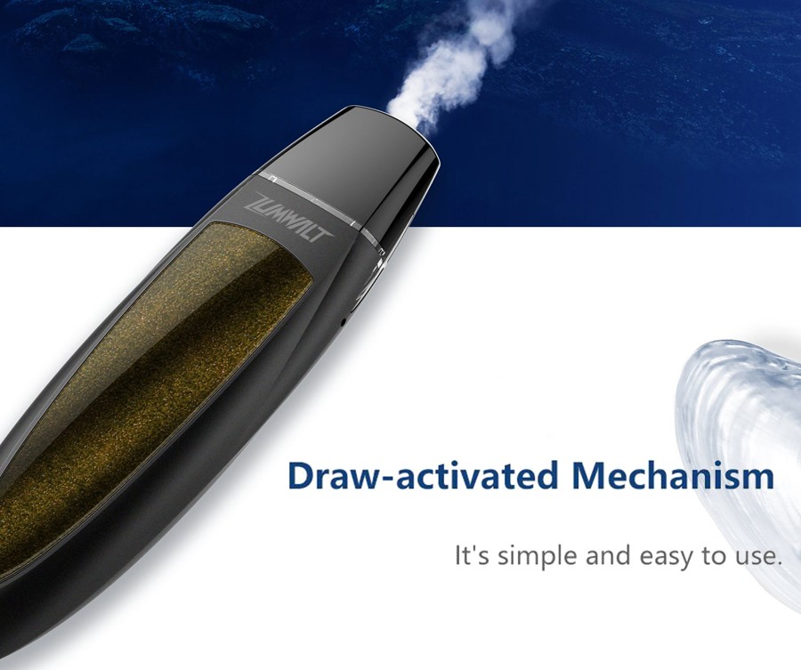 The 520mAh Zumwalt pod kit features a draw activated firing mechanism, for a simple operation.