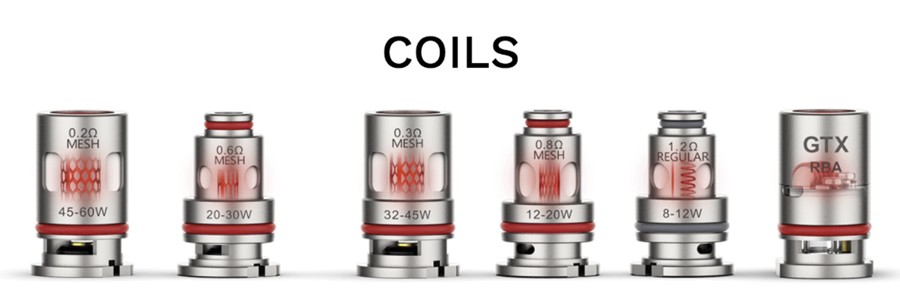 The Vaporesso PM80 SE kit is compatible with original PM80 replacement pods, which employ the GTX coil series available in a range of resistances and types.