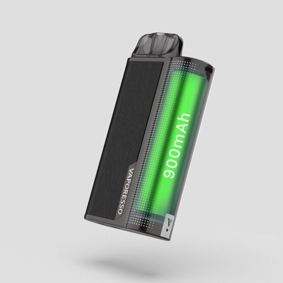 The XTRA pod kit is powered by a large capacity 900mAh built-in battery.